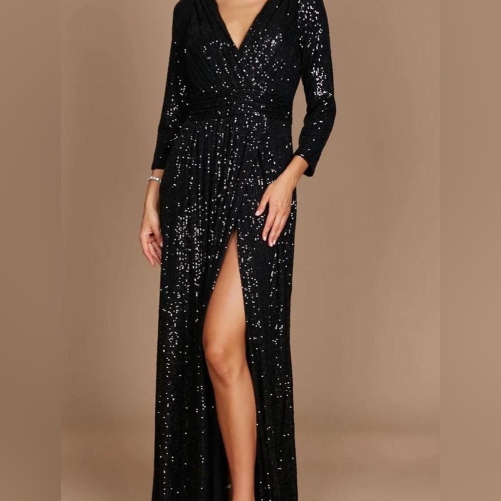 Angels Black Sequin Long Sleeve Dress